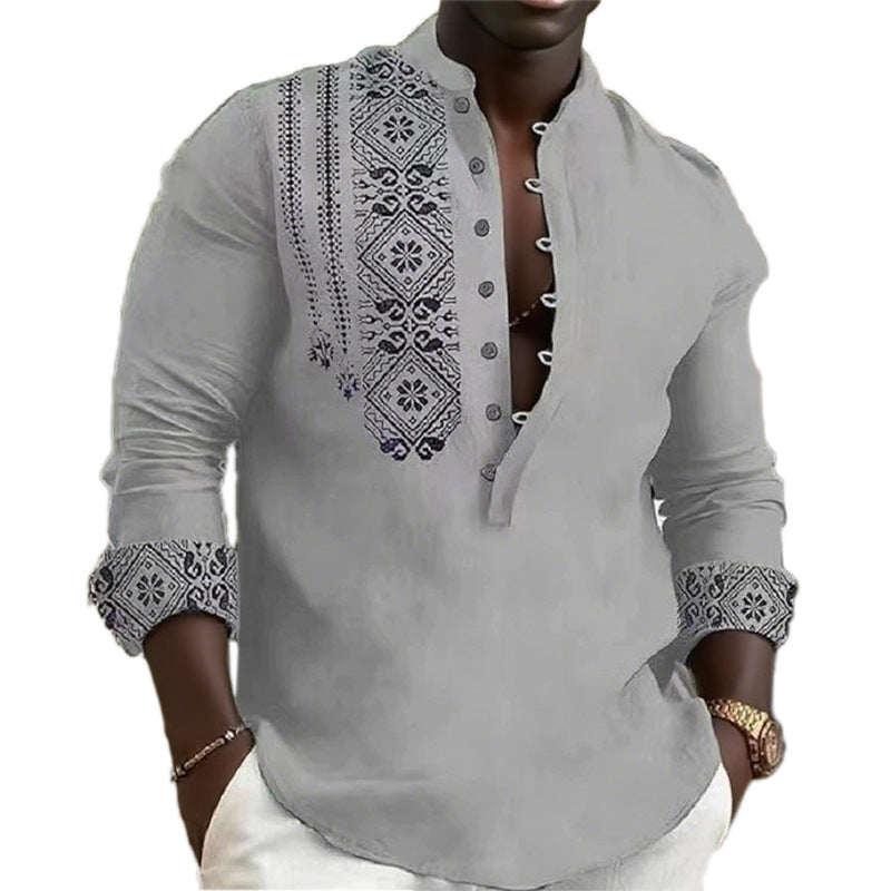 Herren Hemd Langarm Ethno Style Modern