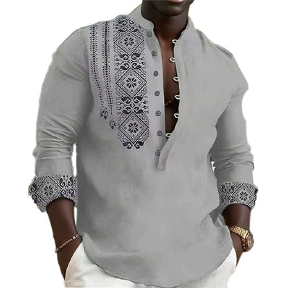Herren Hemd Langarm Ethno Style Modern