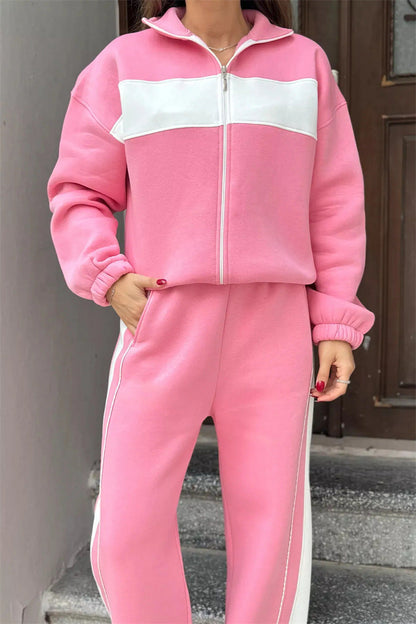Damen Sportliches Loungewear Set mit Hochkragen und Reißverschluss