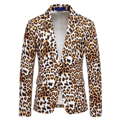 Herren Blazer Leopardenmuster Elegant Modern - IdealeKleiden