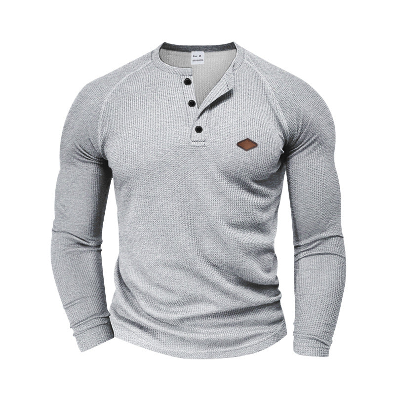 Herren Langarmshirt Strukturiert Modern Knopf Design