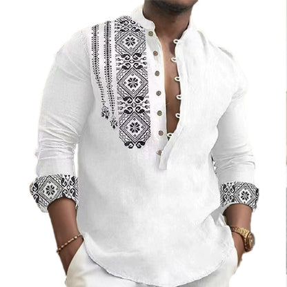 Herren Hemd Langarm Ethno Style Modern