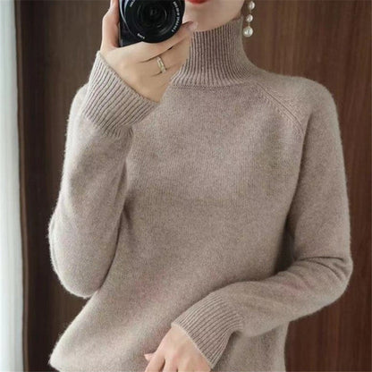 Damen Merinowollpullover Weich Rollkragen Eleganz