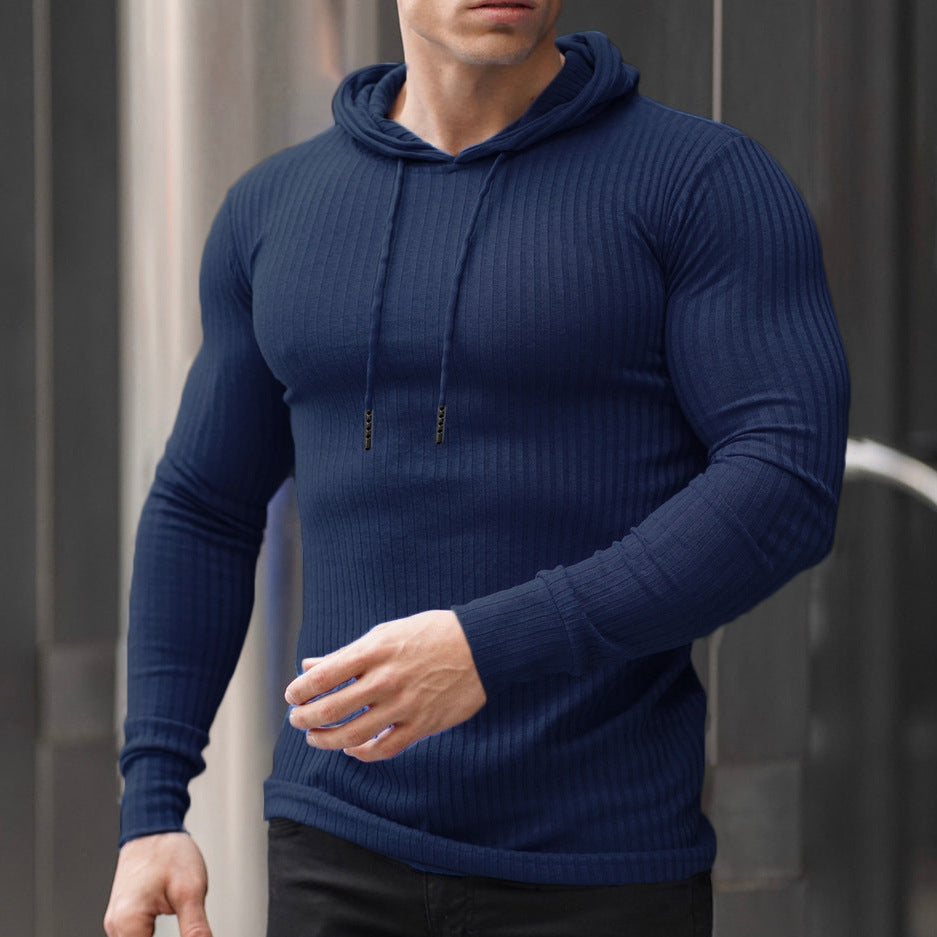 Herren Kapuzenpullover Trendy Rippmuster