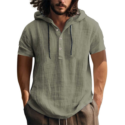 Herren Hoodie Kurzarm Leger Relaxt