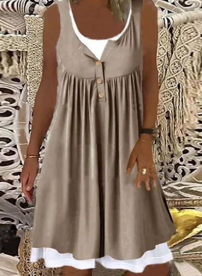 Sommerkleid Damen Elegant ausgestellt mit Deko-Knöpfen