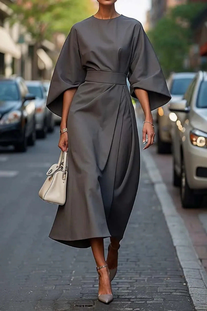 Damen Langkleid Elegант mit Riemchen und Lochärmeln