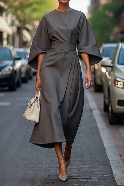 Damen Langkleid Elegант mit Riemchen und Lochärmeln