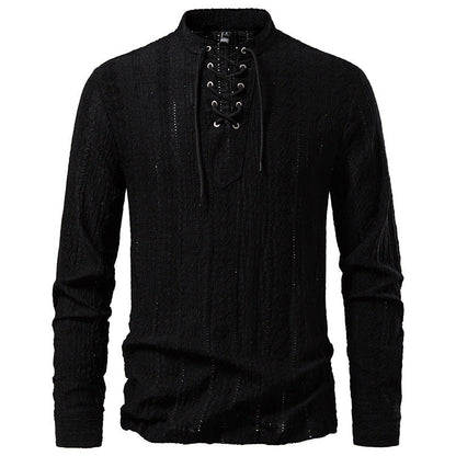 Herren Langarmshirt Schnürdetail Modern Style