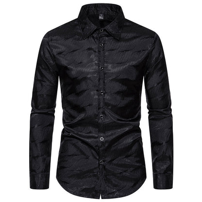 Herren Hemd Elegant Wellenmuster Langarm
