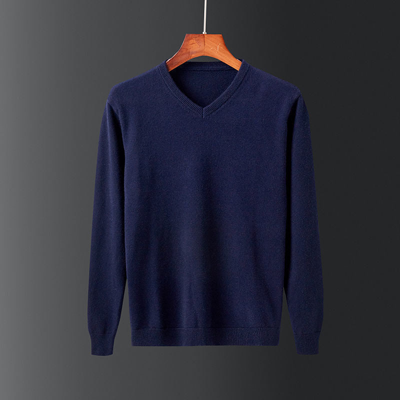 Herren Pullover V-Ausschnitt Feinwolle Eleganz