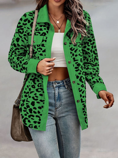 Damen Hemdenjacke Leoparden Muster Trendy Style