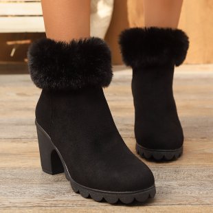Damen Stiefeletten Elegantes Design Flausch Kragen