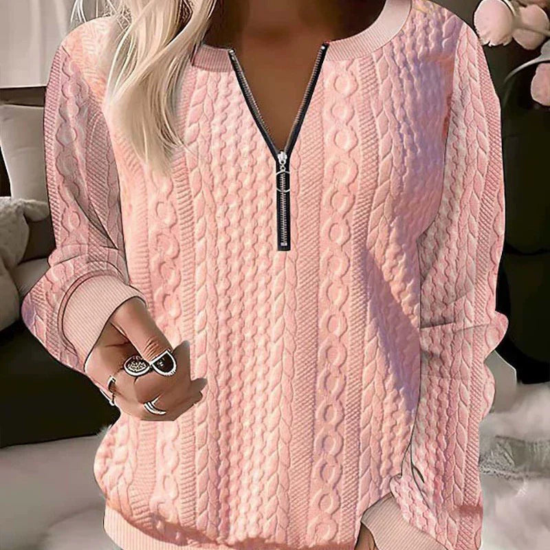 Praktisches Sweatshirt Reißverschluss Sportlich - IdealeKleiden
