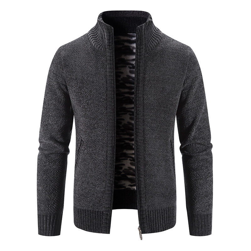 Herren Strickjacke Hochkragen Praktisch Reißverschluss Taschen