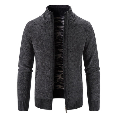 Herren Strickjacke Hochkragen Praktisch Reißverschluss Taschen