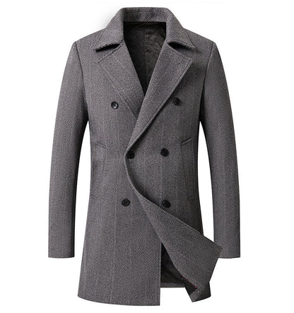 Herren Mantel Doppelreihner Elegantes Herringbone Design