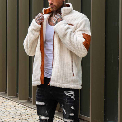 Fleecejacke Bequem Rippoptik Vollreißverschluss Taschen - IdealeKleiden