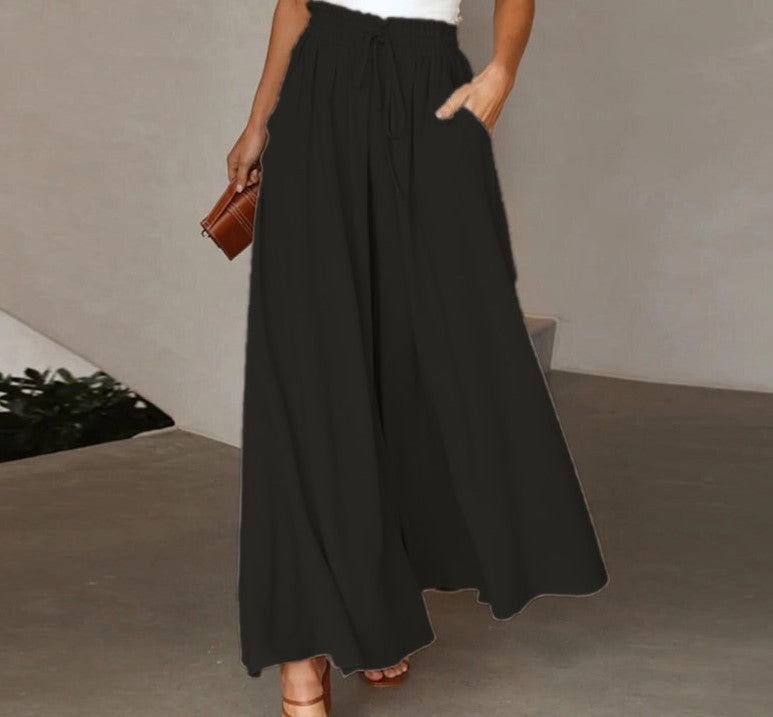 Damen Hose Elegant Weit mit Gummizug und Taschen