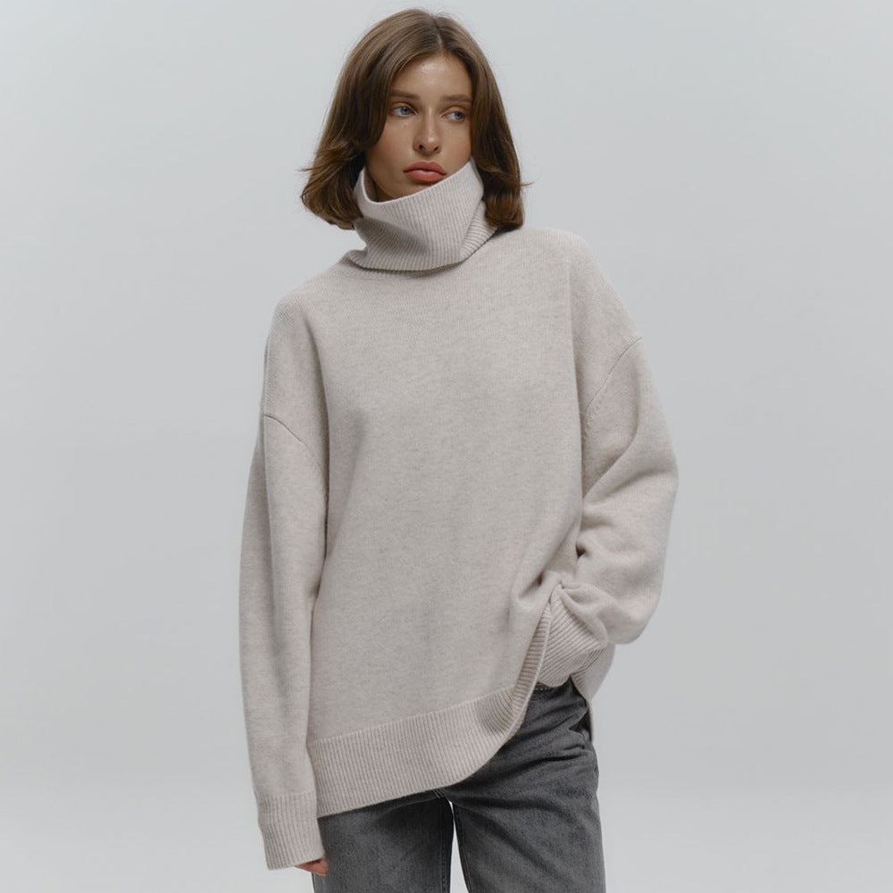 Große Damen Pullover Weich Wolle Oversized Stil