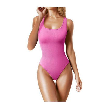 Damen Einteiler Rippstruktur Elegant Kurzkleid