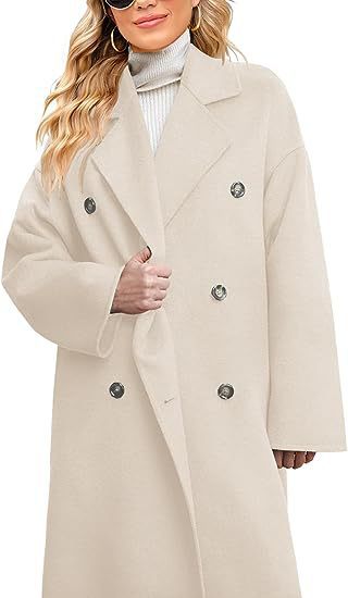 Damen Wollmantel Elegant Lässig Doppelknopf