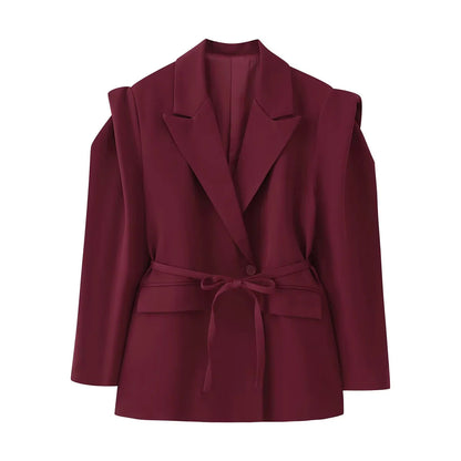 Damen Oversized BlazerJacke Elegant mit Gürtel