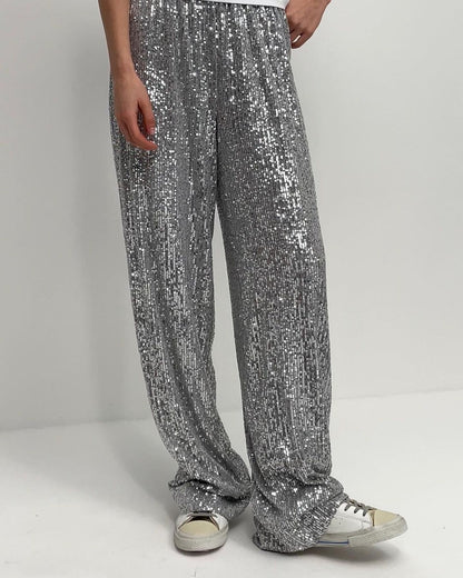 Glitzernde Damen-Hose Elegant Palazzo-Style