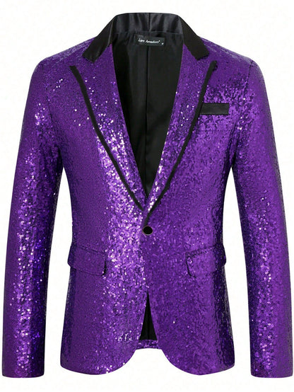 Herren Pailletten Blazer Elegant Abendwear