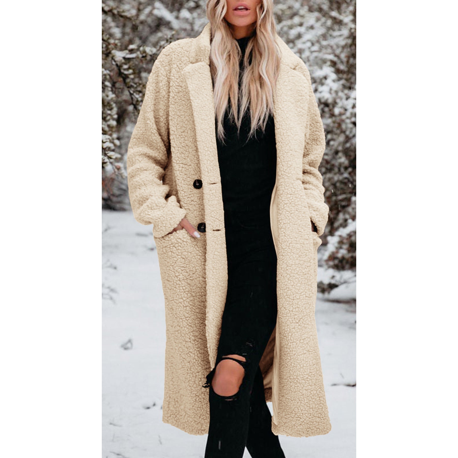 Damen Teddyjacke Lang Bequem Winterlich - IdealeKleiden