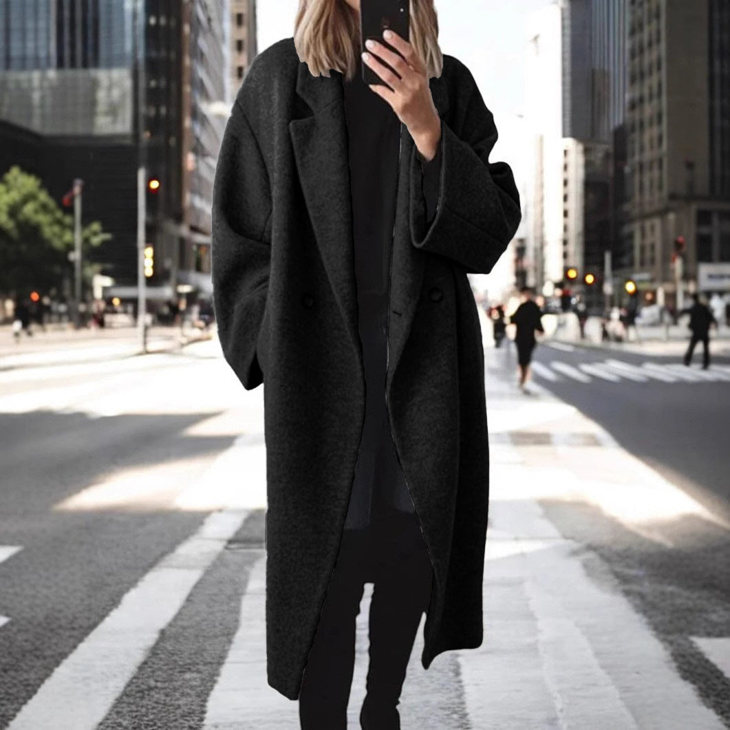 Weiter Damen Oversized Wollmantel Elegantes Design