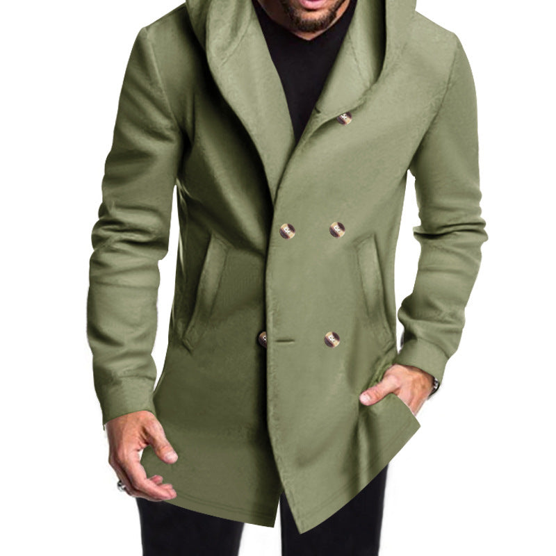 Herren Wintermantel Modern Kapuze Elegant