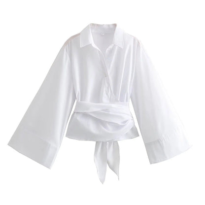 Elegante Damenbluse Weite Ärmel Taillierte Form