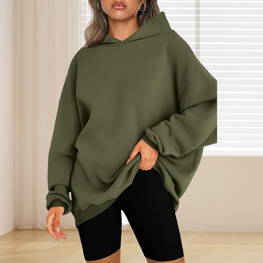 Damen Oversized Pullover Großzügig Kapuze - IdealeKleiden