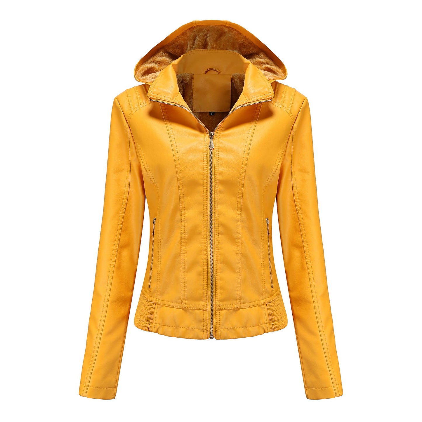Damen Lederjacke Elegant Schnitt Mit Hochkragen