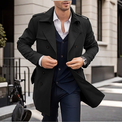 Herren Trenchcoat Klassisch Schnitt Mit Taschen