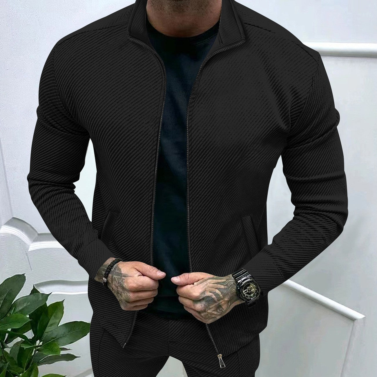 Herren Sportjacke Strukturiert Modern Style