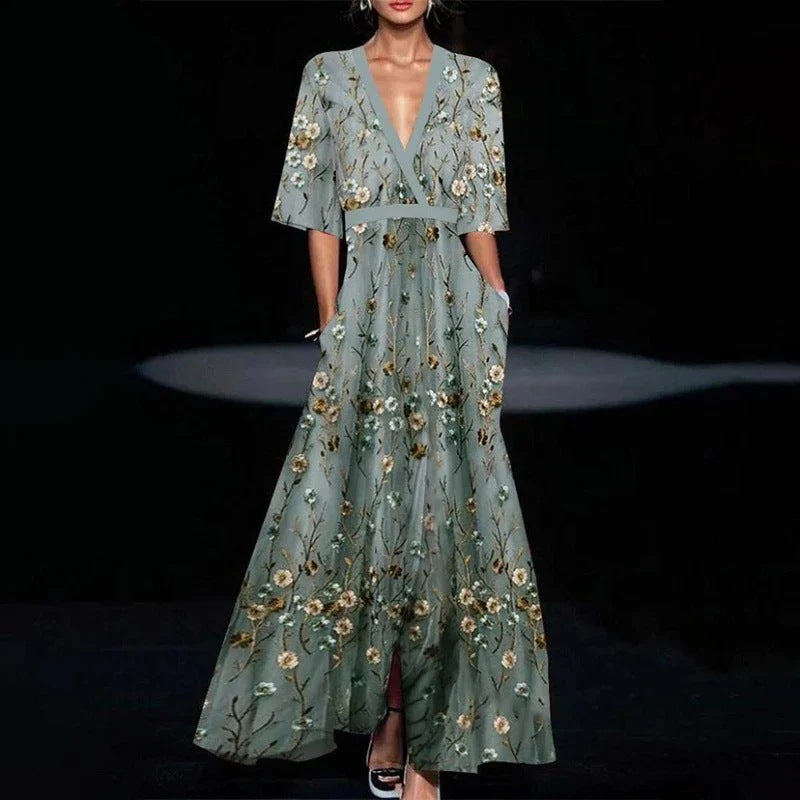 Damen Maxikleid Sommer Floral Elegant