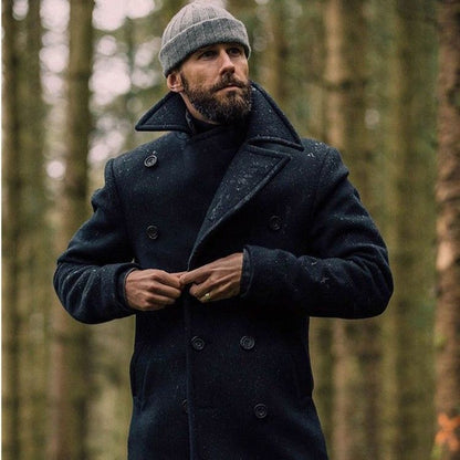 Herren Wollmantel Elegant Doppelreihen Knöpfe
