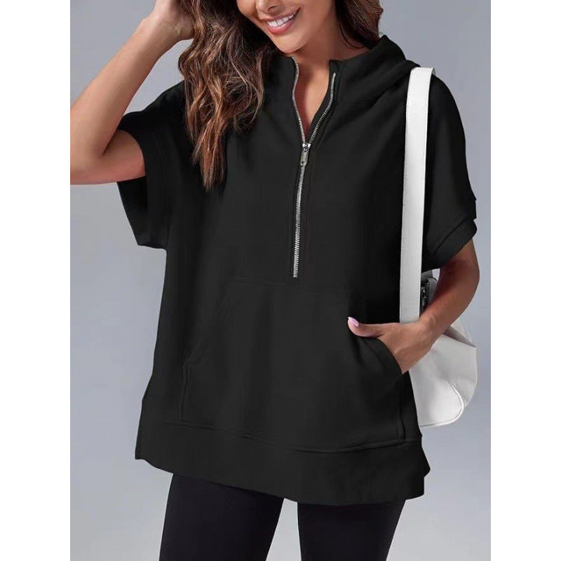 Damen Kapuzenpullover Lässig Mit Taschen Und Reißverschluss