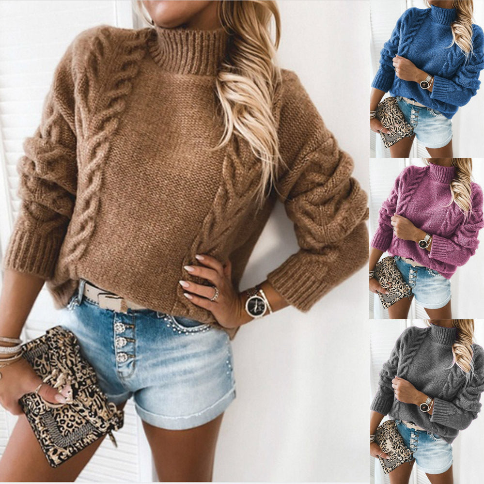 Damen Pullover Grobstrick Kabelmuster Elegantes Design - IdealeKleiden