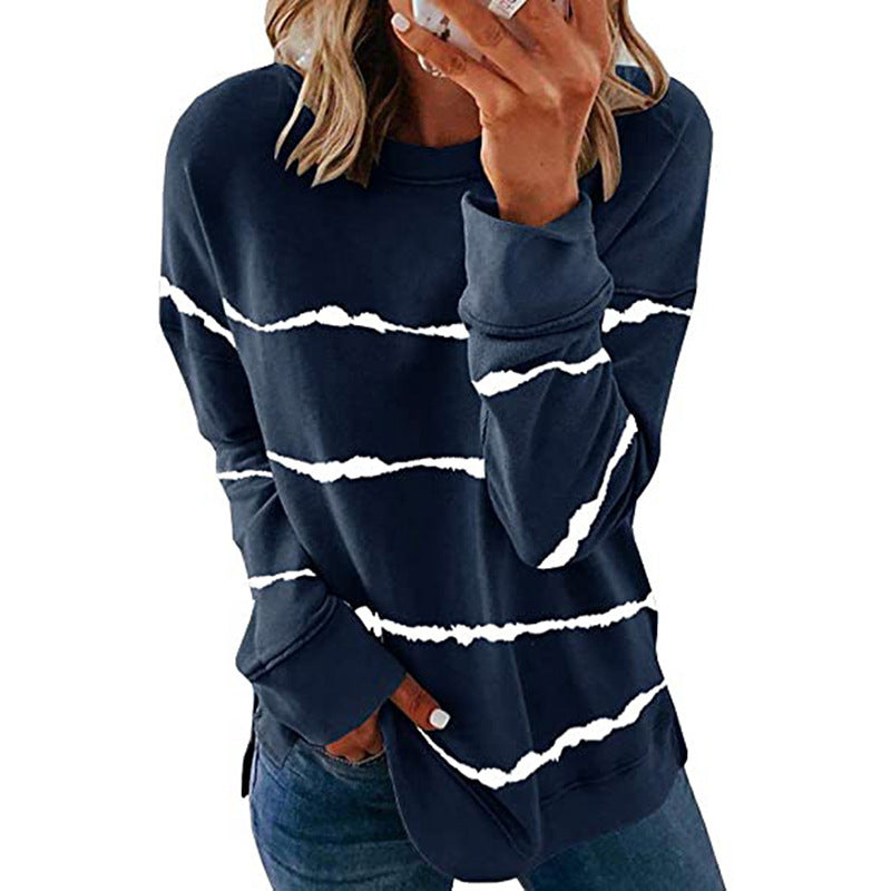 Damen Sweatshirt Streifenmuster Modern Style