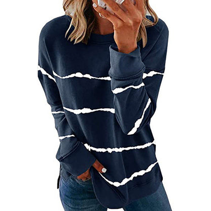 Damen Sweatshirt Streifenmuster Modern Style