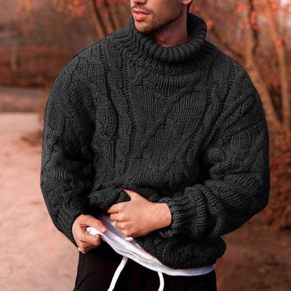 Herren Strickpullover Hochkragen Zopfmuster Elegance