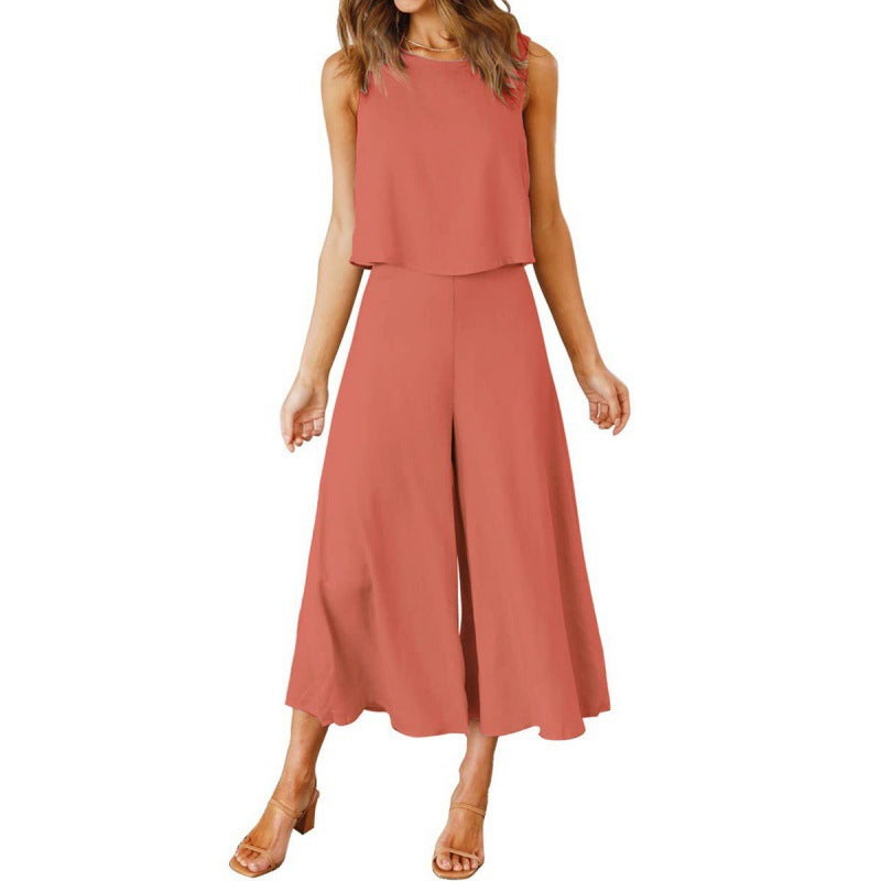 Damen Jumpsuit Elegant Fließend Weite Bein