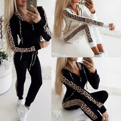 Damen Sportanzug Leopardenmuster Trendy Frauenanzug - IdealeKleiden