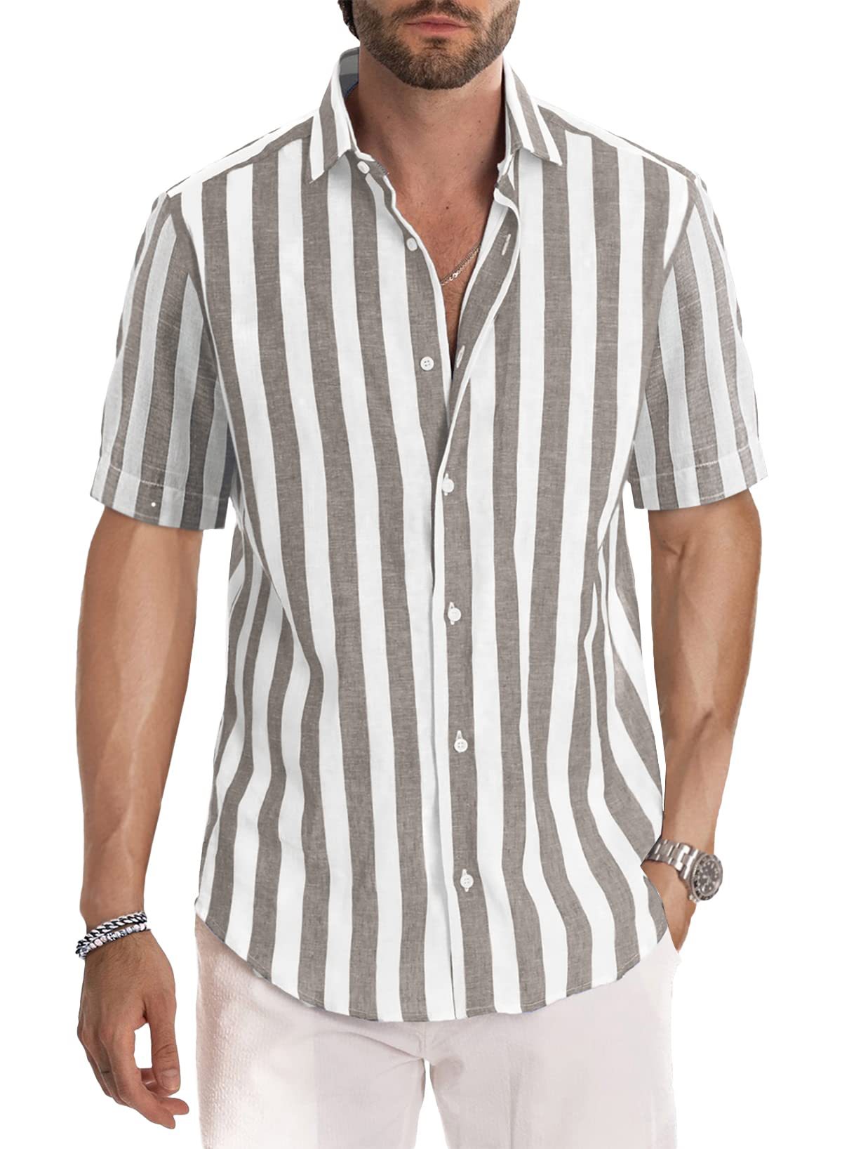 Herren Kurzarmhemd Streifen Modern Relaxed Fit