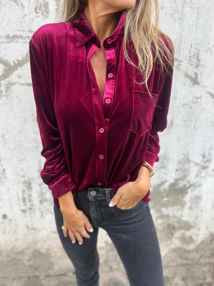 Damen Bluse Elegant Satin Klassischer Stil