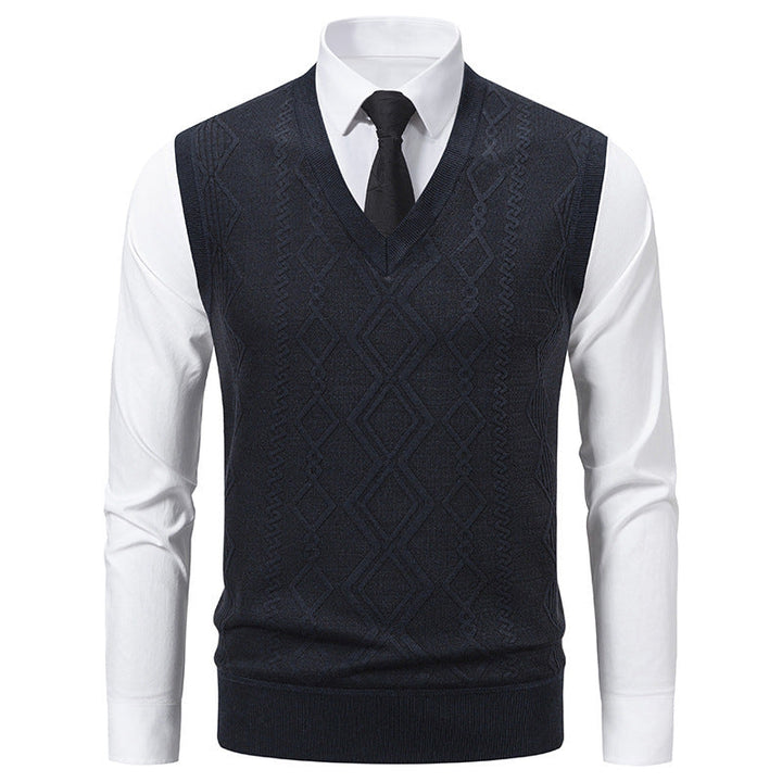 Herren Strickpullover V-Ausschnitt Struktur Optik