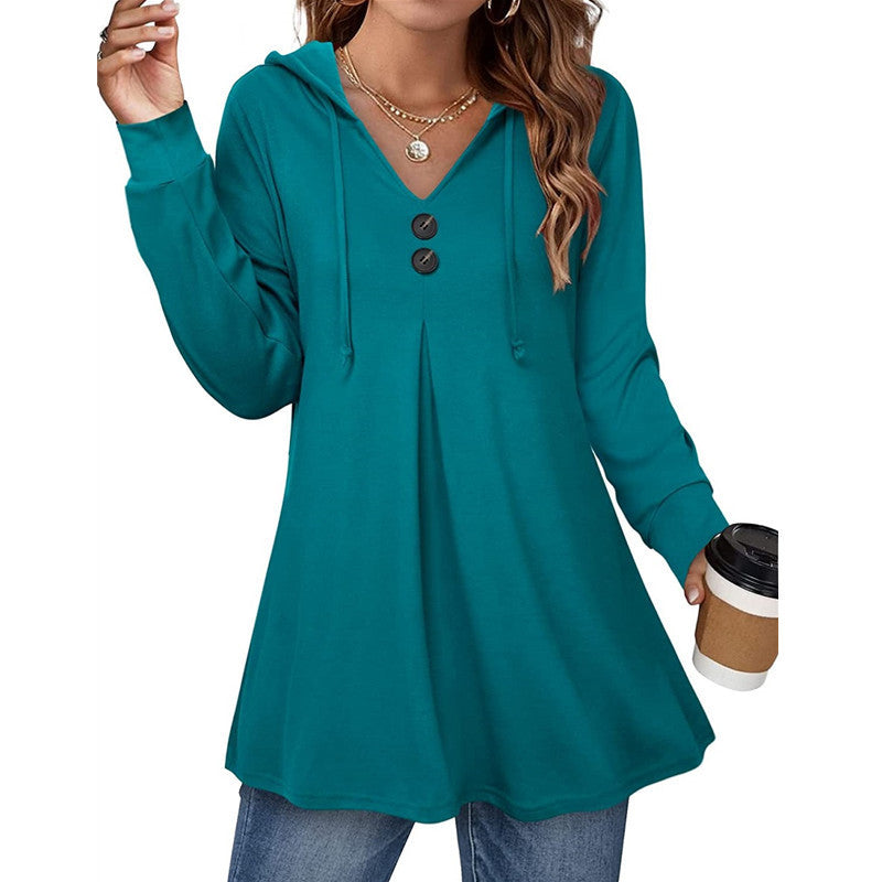 Damen Tunika Asymmetrisch Knopf Detail Eleganz